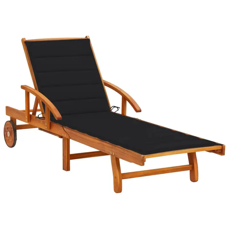 Ligstoel van massief acaciahout voor tuin en terras - Zwart / 1 / 1 ligbed - Ligstoelen
