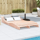 Ligstoel van massief grenenhout met gelat ontwerp voor ontspanning - Natuurlijk douglashout / 205 x 110 x 31.5 cm / 1