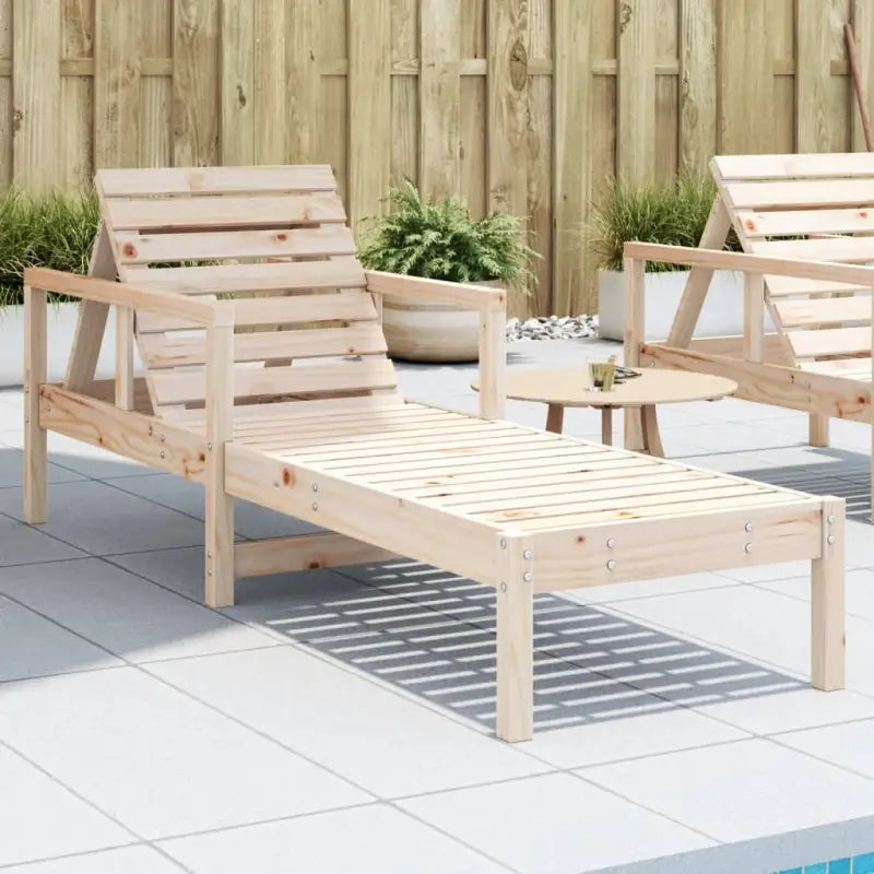 Ligstoel van massief grenenhout met verstelbare rugleuning en gelat ontwerp - Natuurlijk grenenhout / 1 - Ligstoelen