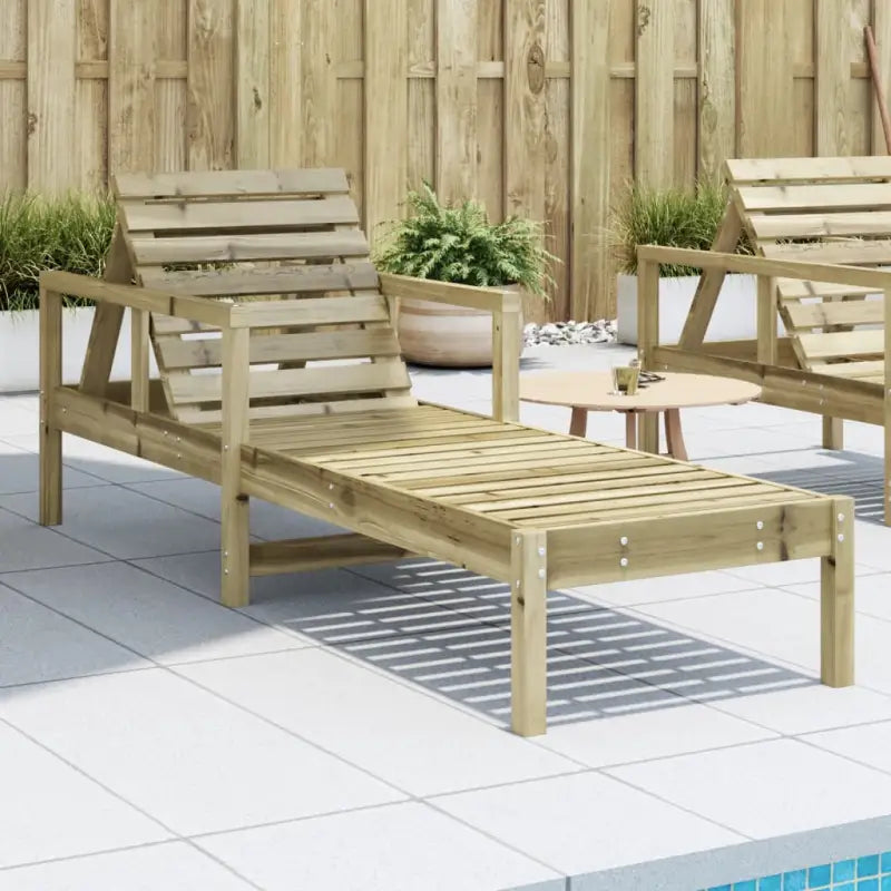 Ligstoel van massief grenenhout met verstelbare rugleuning en gelat ontwerp - Naturel geïmpregneerd / 1 - Ligstoelen