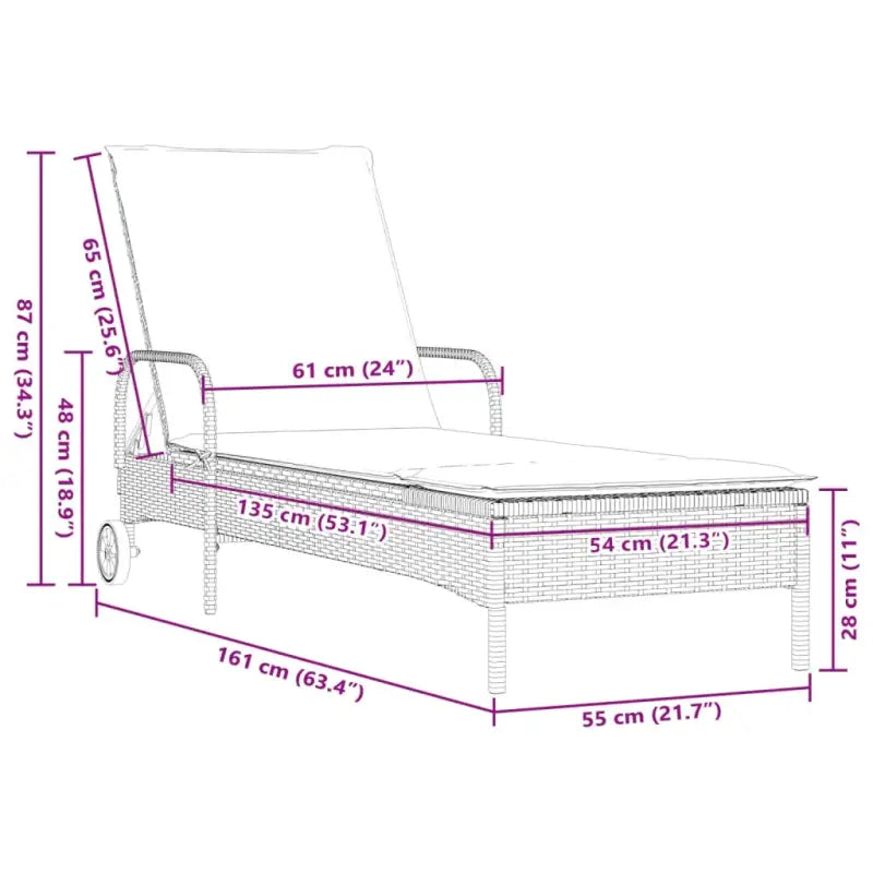 Ligstoel van poly rattan voor een comfortabele zitervaring met wasbare hoes - Ligstoelen