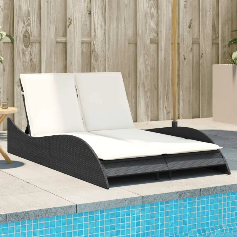 Ligstoel van poly rattan voor een comfortabele zitervaring met wasbare hoes - Zwart / 114 x 205 x 73 cm / 1 - Ligstoelen