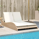 Ligstoel van poly rattan voor een comfortabele zitervaring met wasbare hoes - beige en crèmekleurig / 114 x 205 x 73 cm