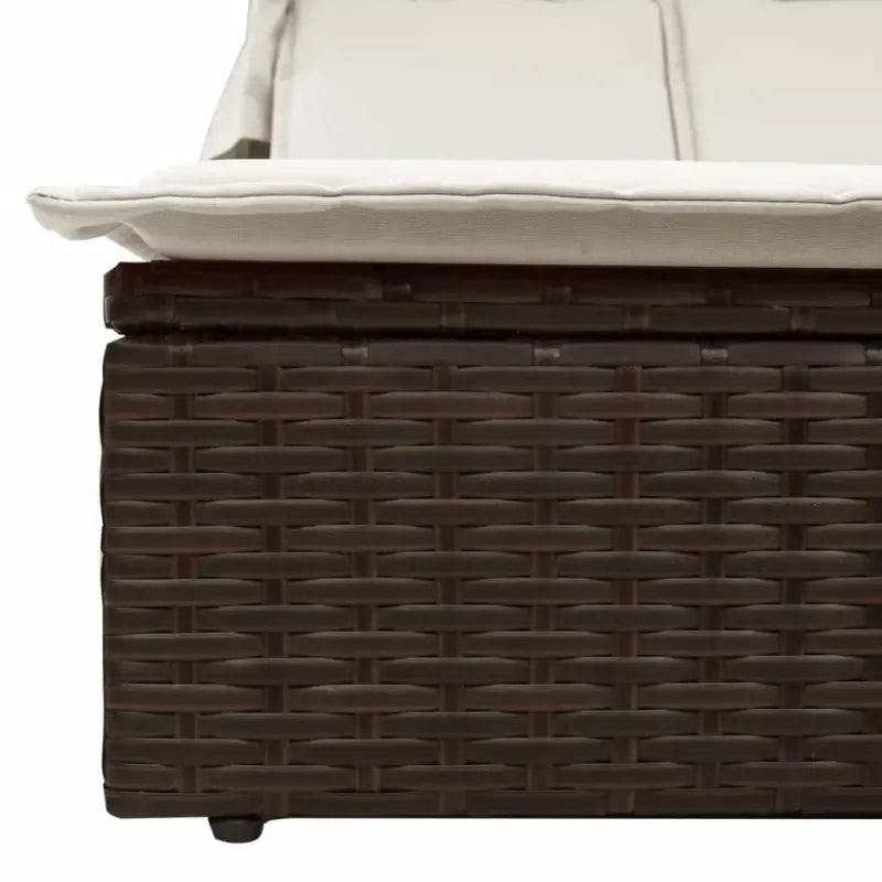 Ligstoel voor twee met poly rattan en uitschuifbare luifel voor comfortabele zitervaring - Ligstoelen