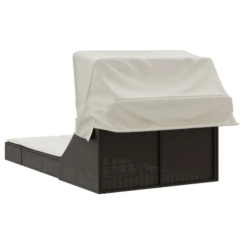 Ligstoel voor twee met poly rattan en uitschuifbare luifel voor comfortabele zitervaring - Ligstoelen