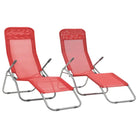 Ligstoelen met gepoedercoat staal levering bevat voor tuin en strand - Rood / 2 - Ligstoelen