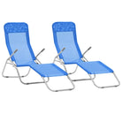 Ligstoelen met gepoedercoat staal levering bevat voor tuin en strand - Blauw / 2 - Ligstoelen