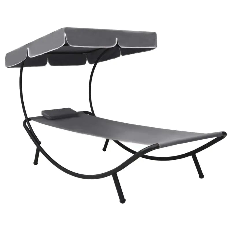 Ligstoelen met grote luifel en Oxford stof voor ultieme ontspanning - Grijs / 200 x 90 x 112 cm / 1 - Ligstoelen