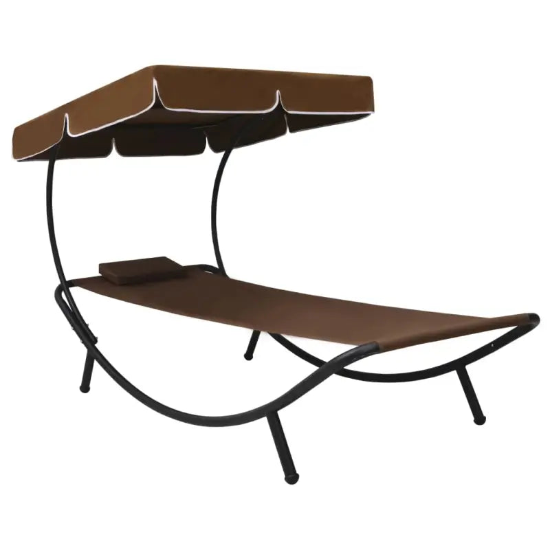 Ligstoelen met grote luifel en Oxford stof voor ultieme ontspanning - Bruin / 200 x 90 x 112 cm / 1 - Ligstoelen