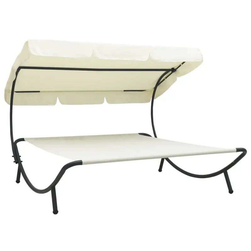 Ligstoelen met oxford stof en grote luifel voor tuin en strand - Wit / 1 - Ligstoelen
