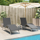 Ligstoelen met poly rattan en verstelbare posities voor buitencomfort - Lichtgrijs / 1 - Ligstoelen