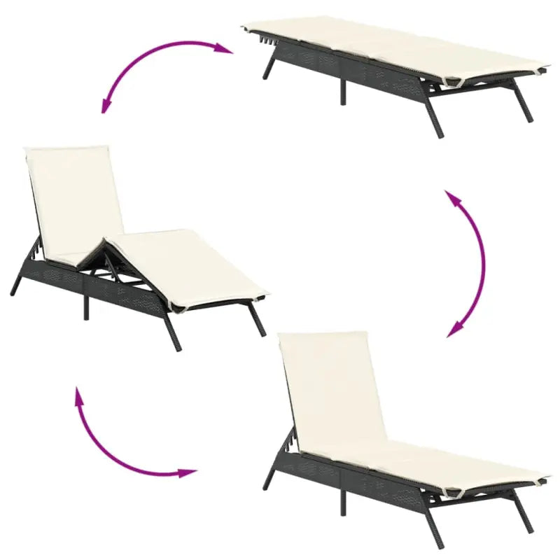 Ligstoelen met poly rattan en verstelbare posities voor buitencomfort - Ligstoelen