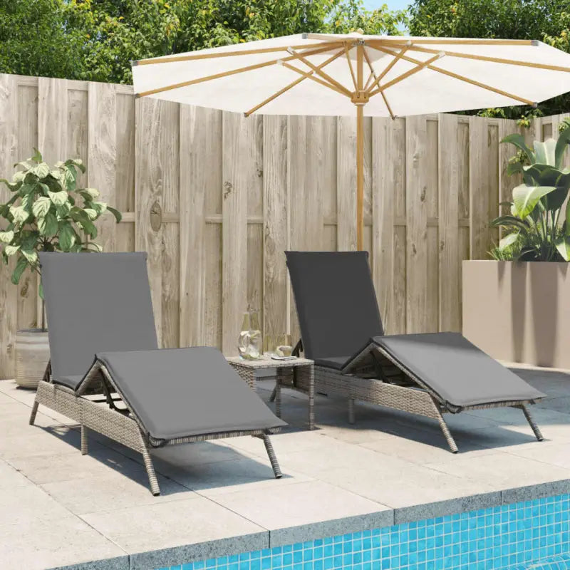 Ligstoelen met poly rattan en verstelbare posities voor buitencomfort - Grijs / 1 - Ligstoelen