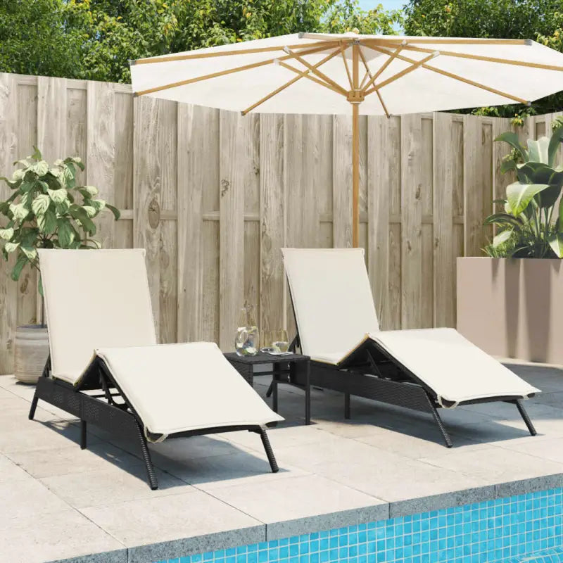 Ligstoelen met poly rattan en verstelbare posities voor buitencomfort - Zwart / 1 - Ligstoelen
