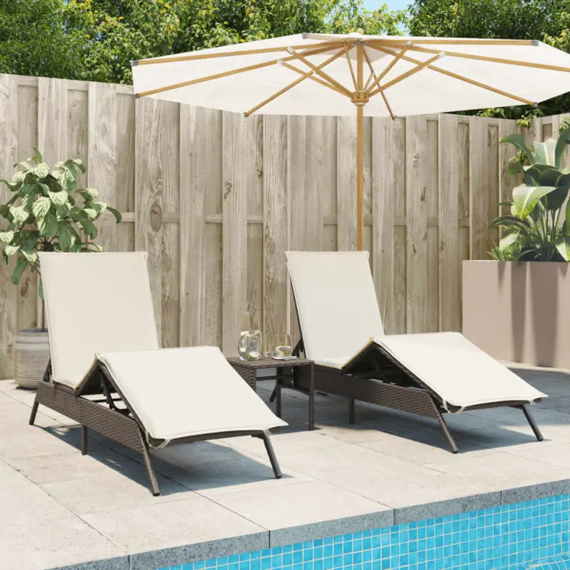 Ligstoelen met poly rattan en verstelbare posities voor buitencomfort - Bruin / 1 - Ligstoelen