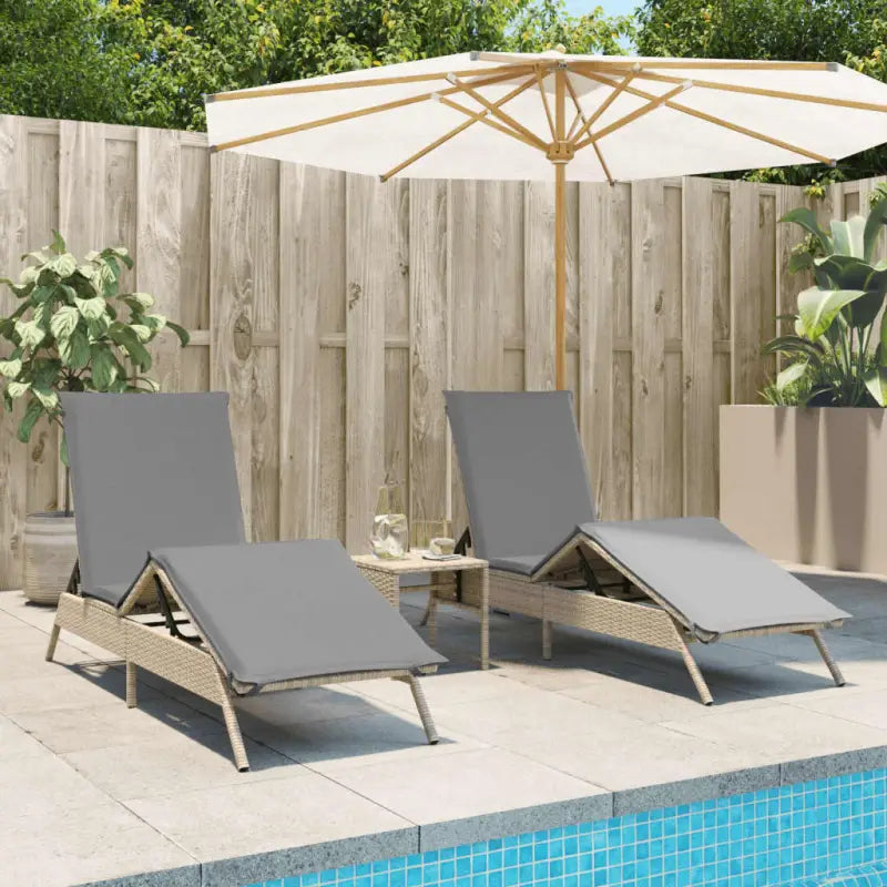 Ligstoelen met poly rattan en verstelbare posities voor buitencomfort - Beige en grijs / 1 - Ligstoelen