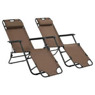 Ligstoelen met polyester stof en gepoedercoat staal voor buitengebruik - Bruin / 2 - Ligstoelen