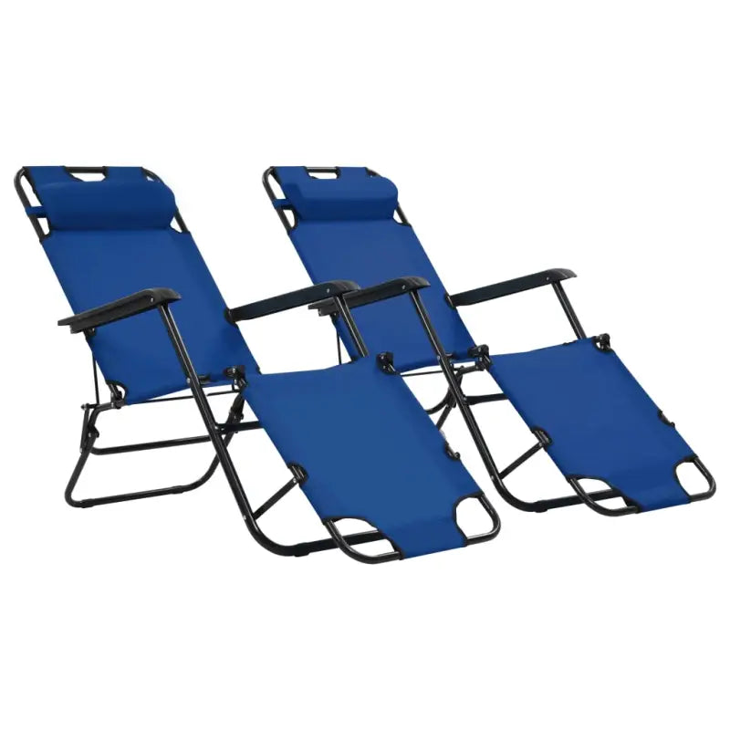 Ligstoelen met polyester stof en gepoedercoat staal voor buitengebruik - Blauw / 2 - Ligstoelen
