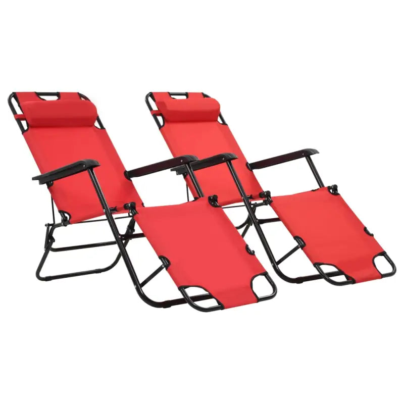 Ligstoelen met polyester stof en gepoedercoat staal voor buitengebruik - Rood / 2 - Ligstoelen