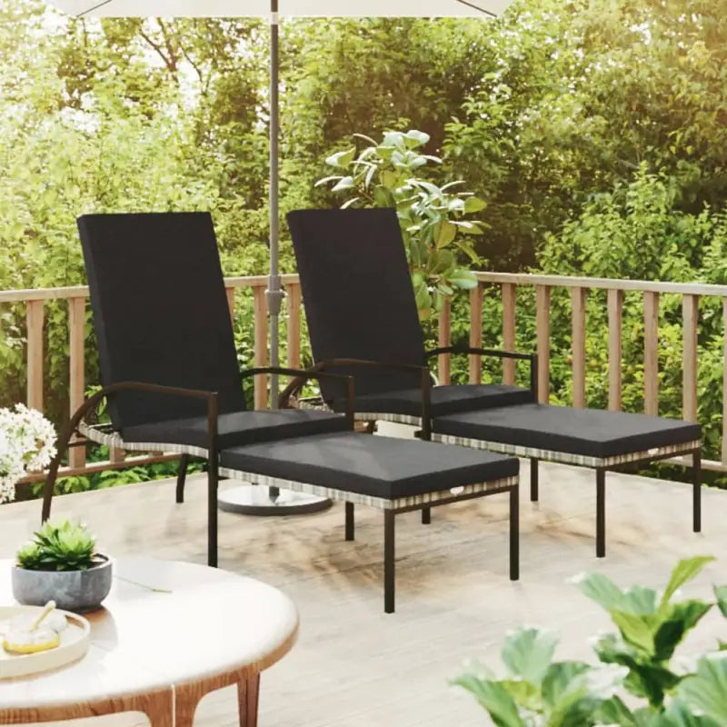 Ligstoelen met Polyetheen Rattan voor ultiem tuincomfort - Grijs / 1 - Ligstoelen