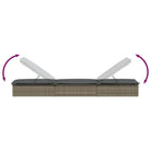 Ligstoelen met tafel van PE-rattan in grijs materiaal voor buitengebruik - Ligstoelen