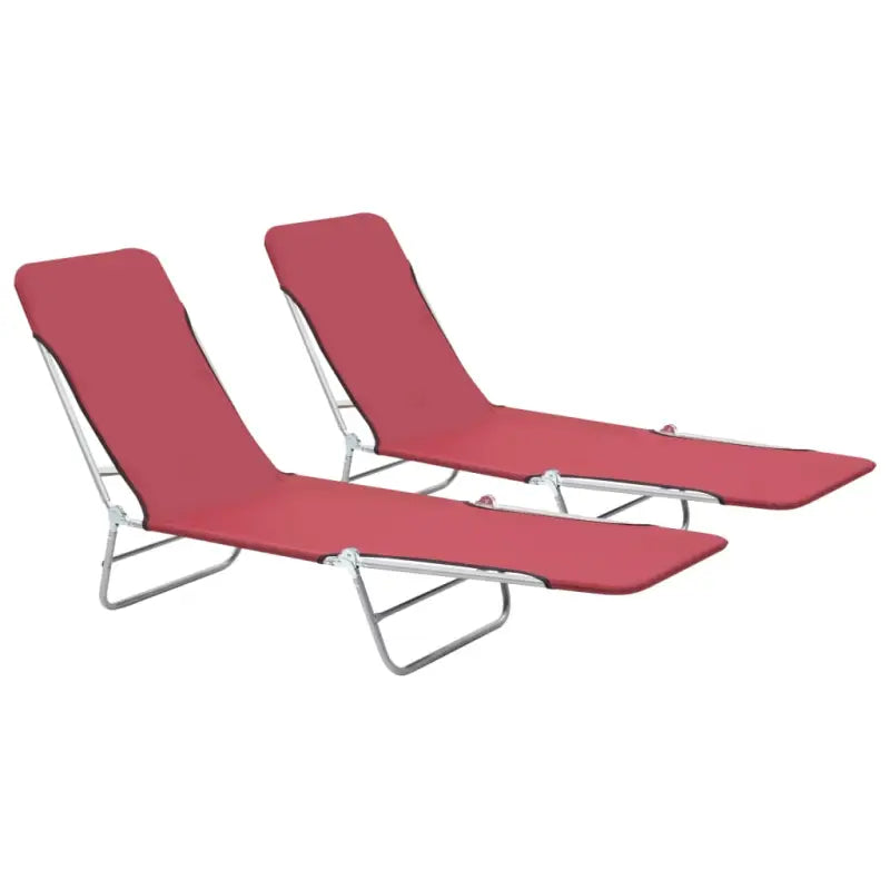Ligstoelen met verstelbare rugleuning en oxford stof voor buitenplezier - Rood / 2 - Ligstoelen