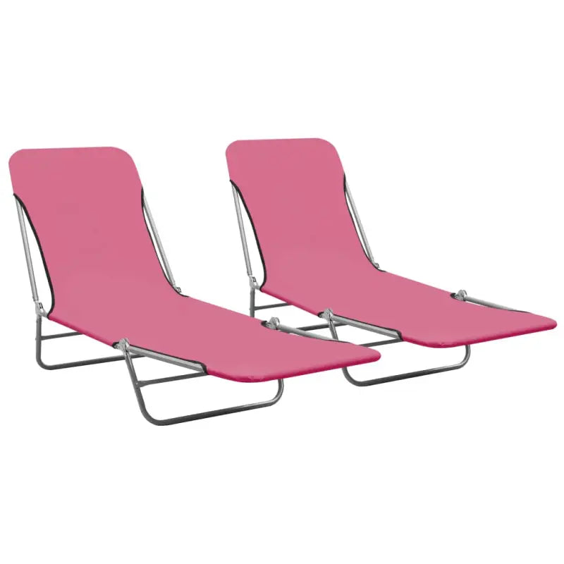 Ligstoelen met verstelbare rugleuning en oxford stof voor buitenplezier - Roze / 2 - Ligstoelen
