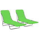 Ligstoelen met verstelbare rugleuning en oxford stof voor buitenplezier - Groen / 2 - Ligstoelen