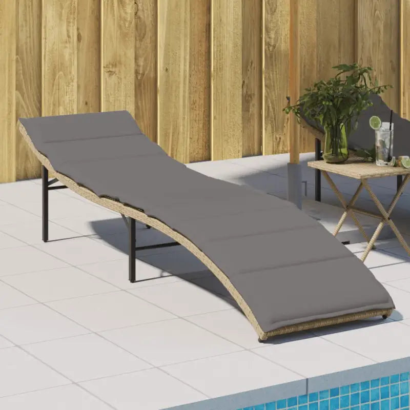 Ligstoelen met verstelbare rugleuning en poly rattan voor buitengebruik - beige en crèmekleurig / 1 - Ligstoelen