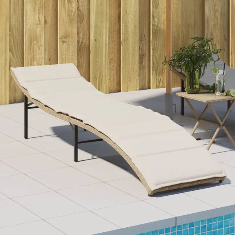 Ligstoelen met verstelbare rugleuning en poly rattan voor buitengebruik - Beige en grijs / 1 - Ligstoelen
