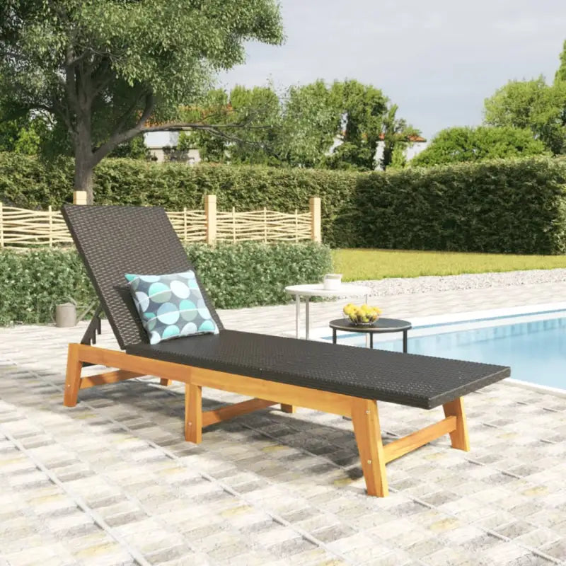 Ligstoelen set met massief acaciahout en verstelbare rugleuning - 1 / Ligbed / Nee - Ligstoelen