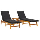 Ligstoelen set met massief acaciahout en verstelbare rugleuning - Ligstoelen