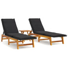 Ligstoelen set met massief acaciahout en verstelbare rugleuning - Ligstoelen