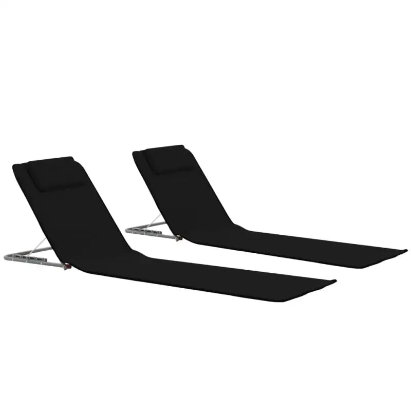 Ligstoelen set met opvouwbare strandmatten voor strand en camping - Zwart / 2 - Ligstoelen