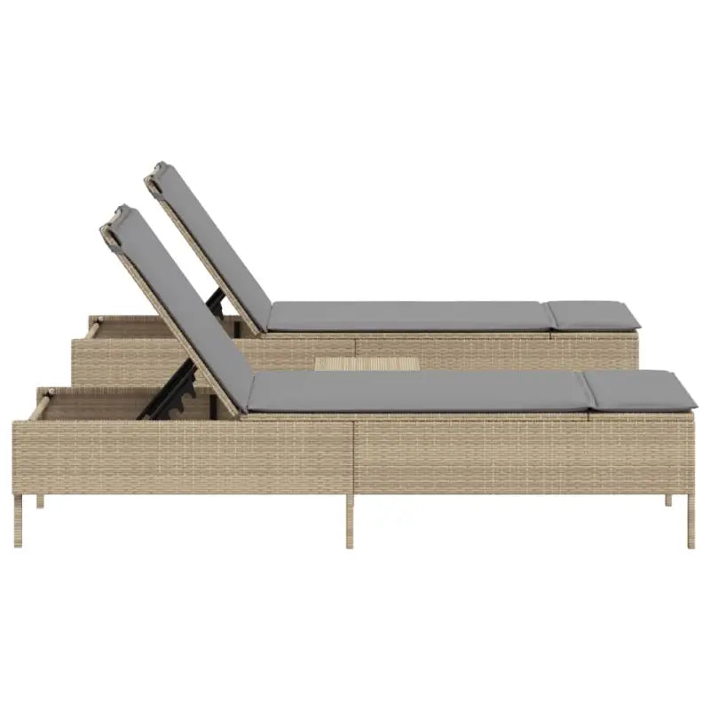 Ligstoelen set met poly rattan en comfortabele zitervaring - Ligstoelen