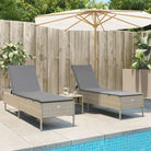 Ligstoelen set met poly rattan en comfortabele zitervaring - Beige en grijs / 1 - Ligstoelen