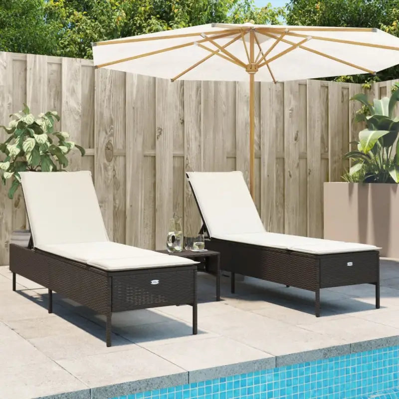 Ligstoelen set met poly rattan en comfortabele zitervaring - Bruin / 1 - Ligstoelen