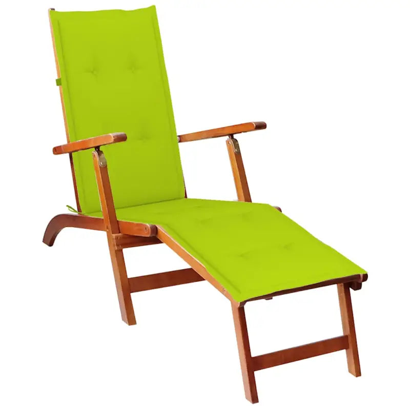 Ligstoelen van massief acaciahout met elastische band en sets touwtjes - Heldergroen / 1 - Ligstoelen