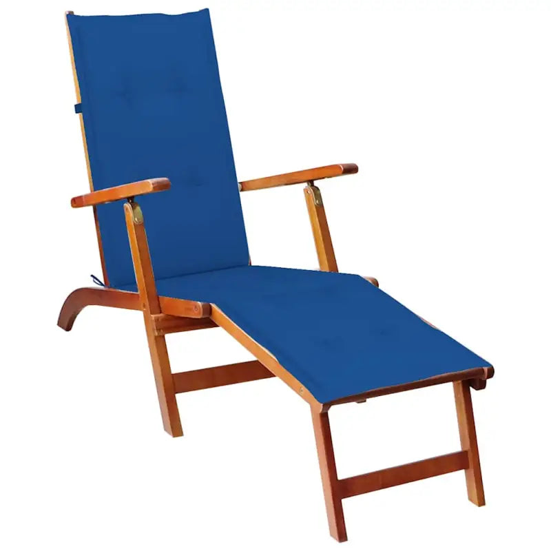 Ligstoelen van massief acaciahout met elastische band en sets touwtjes - koningsblauw / 1 - Ligstoelen