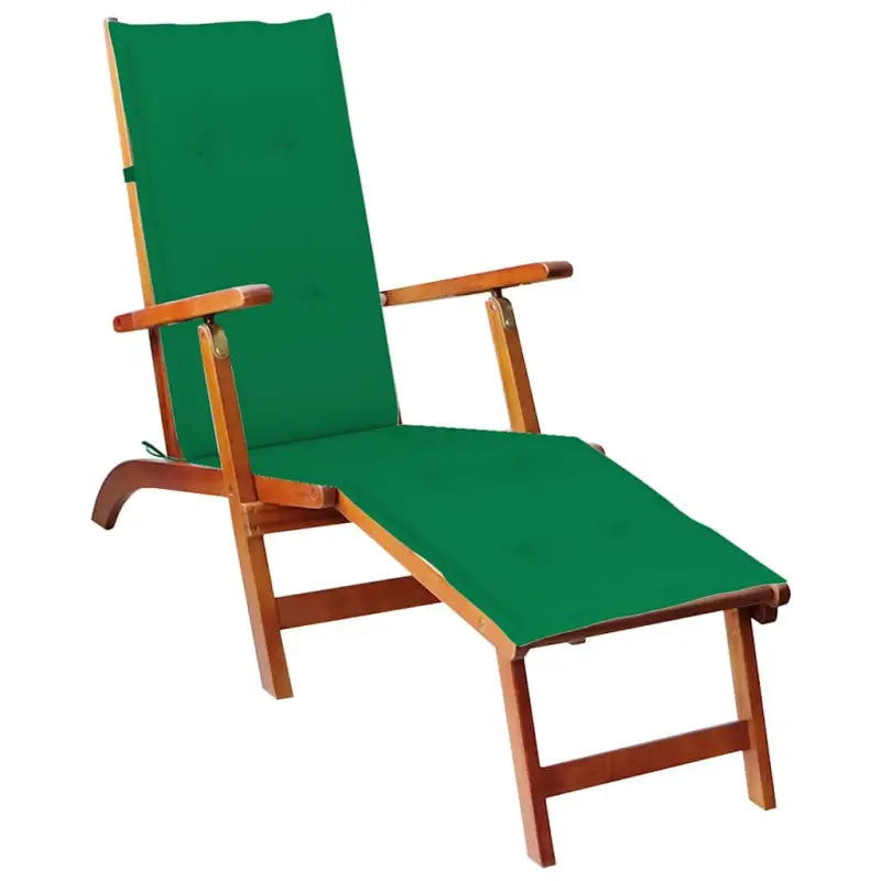 Ligstoelen van massief acaciahout met elastische band en sets touwtjes - Groen / 1 - Ligstoelen