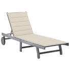 Ligstoelen van massief acaciahout met greywash afwerking voor buiten - Beige / 200 x 63 x 85 cm / 1 - Ligstoelen