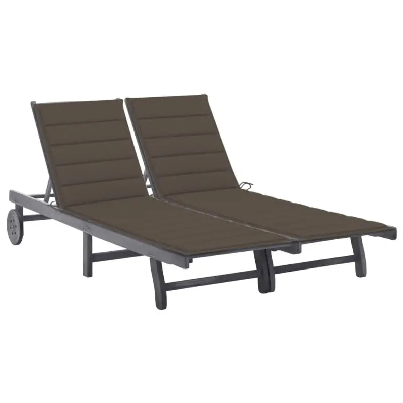 Ligstoelen van massief acaciahout met greywash afwerking voor buiten - Taupe / 200 x 123 x 85 cm / 1 - Ligstoelen