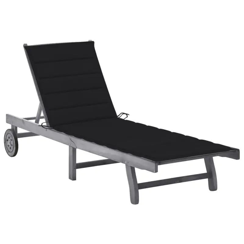 Ligstoelen van massief acaciahout met greywash afwerking voor buiten - Zwart / 200 x 63 x 85 cm / 1 - Ligstoelen