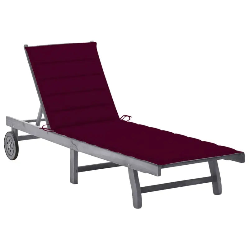 Ligstoelen van massief acaciahout met greywash afwerking voor buiten - Wijnrood / 200 x 63 x 85 cm / 1 - Ligstoelen