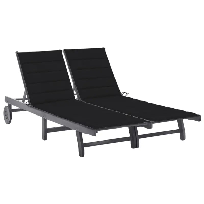 Ligstoelen van massief acaciahout met greywash afwerking voor buiten - Zwart / 200 x 123 x 85 cm / 1 - Ligstoelen