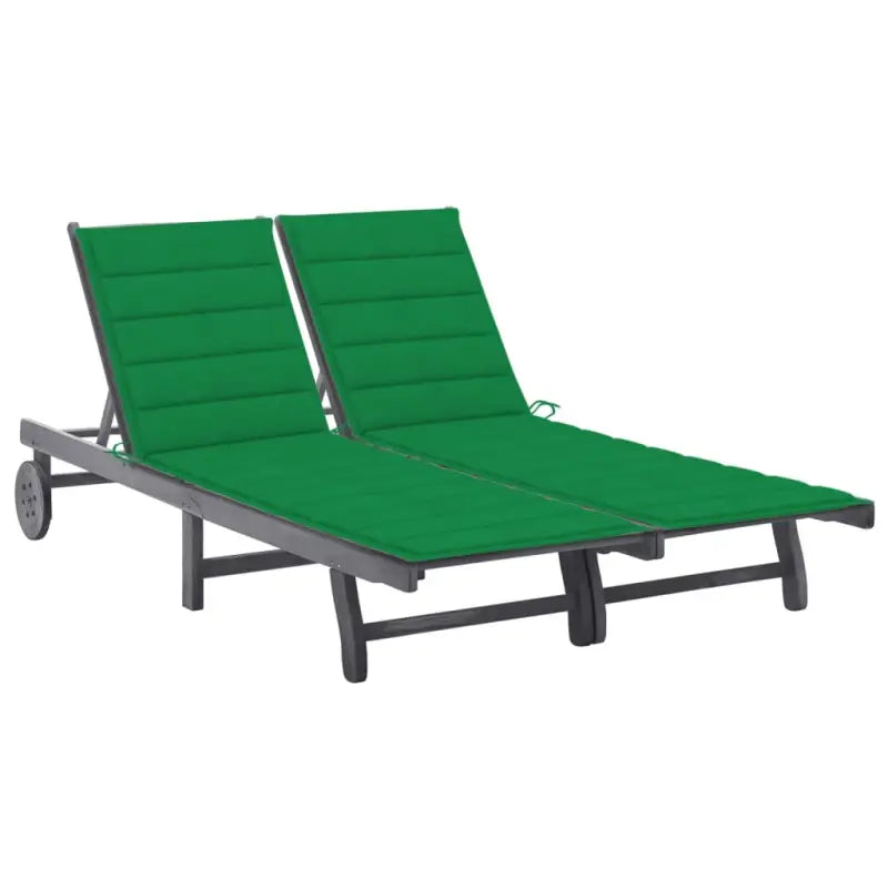 Ligstoelen van massief acaciahout met greywash afwerking voor buiten - Groen / 200 x 123 x 85 cm / 1 - Ligstoelen