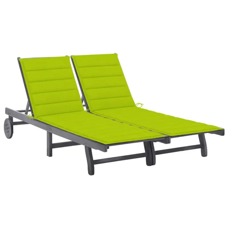 Ligstoelen van massief acaciahout met greywash afwerking voor buiten - Heldergroen / 200 x 123 x 85 cm / 1 - Ligstoelen