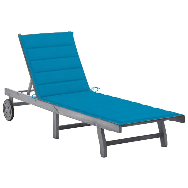 Ligstoelen van massief acaciahout met greywash afwerking voor buiten - Blauw / 200 x 63 x 85 cm / 1 - Ligstoelen