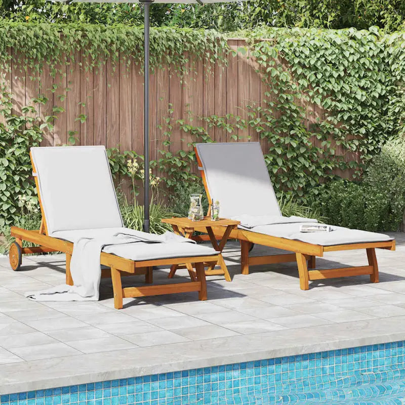 Ligstoelen van massief acaciahout voor ultiem tuincomfort - Bruin / 2 / 2x Ligbed - Ligstoelen