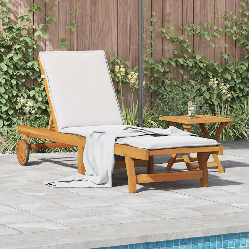 Ligstoelen van massief acaciahout voor ultiem tuincomfort - Bruin / 2 / Ligbed + Tafel - Ligstoelen